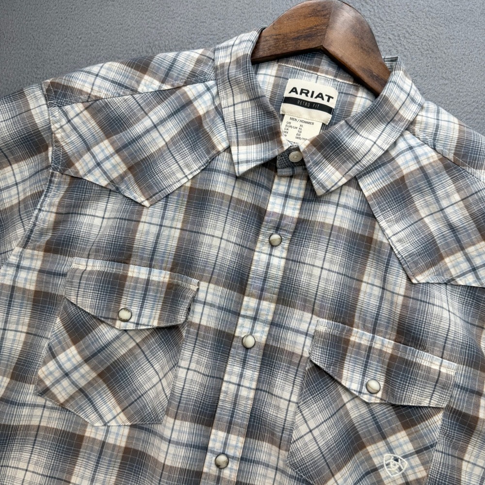 Ariat Retro Fit Western Shirt Mens XL Multicolor Plaid Short Sleeve Pearl Snap